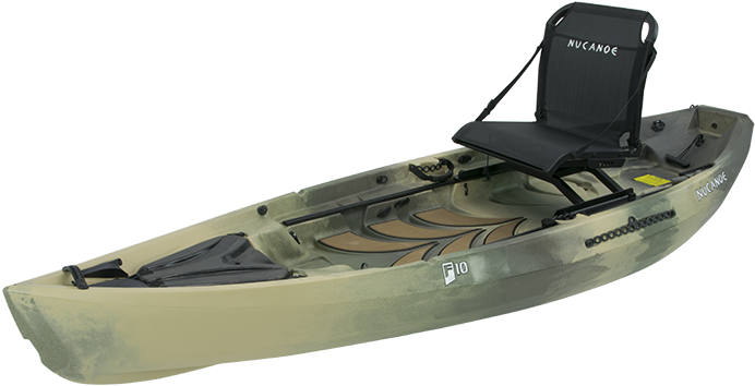 NuCanoe Frontier 10 (F10) Fishing Kayak with 360 FUSION Seat | TopLoad Aluminum Tracks