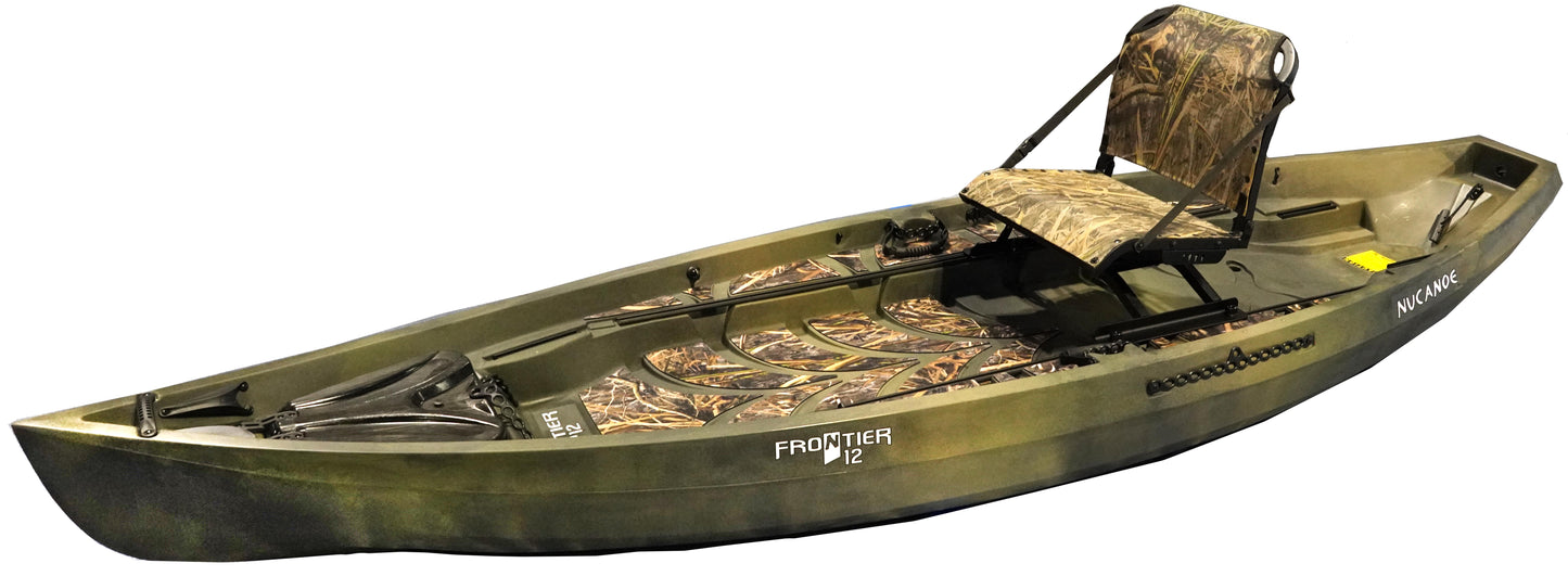 NuCanoe Frontier 12 Fishing Kayak with 360 FUSION Seat | TopLoad Aluminum Tracks